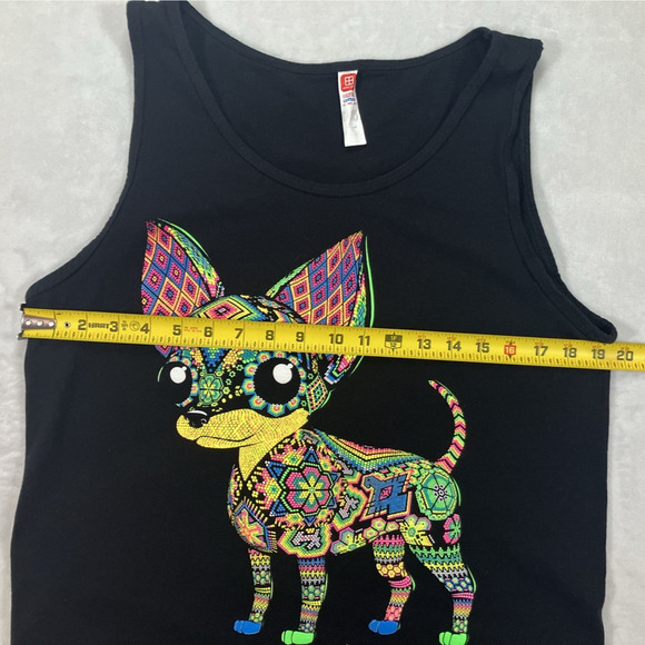 Comfort Euro Cotton Tank Top Chihuahua Bright Colored Chichen Itza Mexico SZ LG - Picture 6 of 6